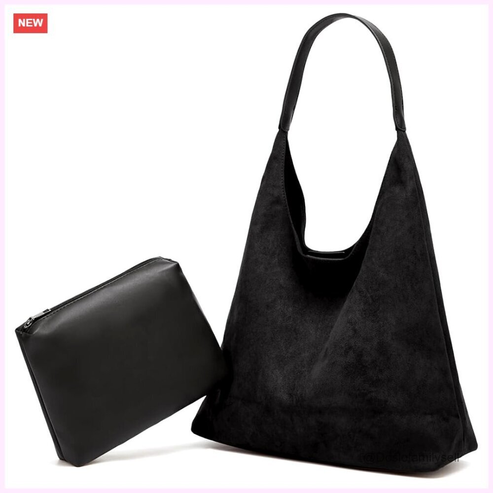 Retro Suede Shoulder Bag Large Tote Satchel Casual Work Purse Top Handle